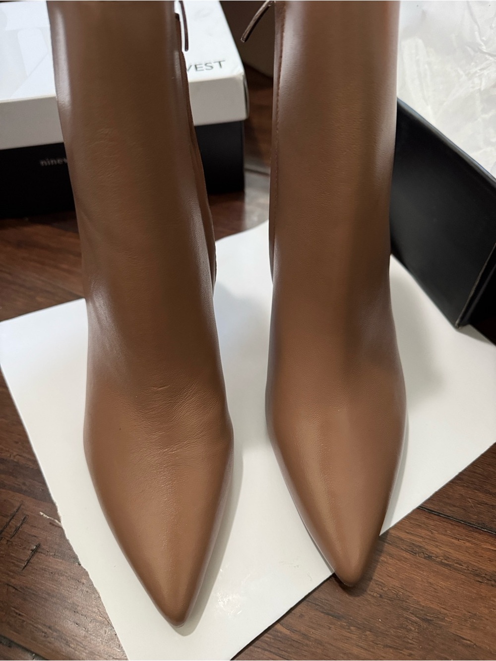 Nine West Cognac Pointed Toe Ankle Boots